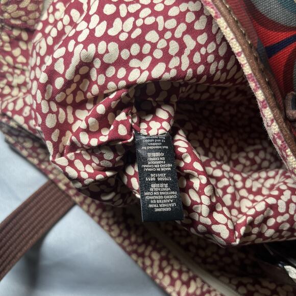 Fossil Key Per Coated Canvas Floral Satchel Hand Shoulder Bag Purse 11" x 13" - Picture 7 of 7